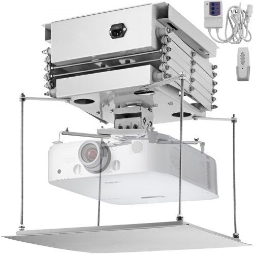 VEVOR Support de Projecteur Plafond Ascenseur 1 m Élévateur de Projecteur Universel 24W Lève-Projecteur Support Motorisé 30 kg avec Télécommande pour Réunions Cinéma Salles de Classe 500x500x350 mm