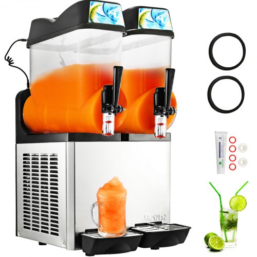 2x12l Machine à Granité Granitas Slushy Thé Café Commercial Mélange à 360°