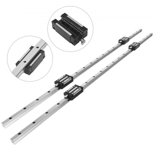 VEVOR Miniature Rail Linéaire Guide HGH20-1200 mm, Rail linéaire Bloc de roulement de chariot, Rails Linéaires CNC, pour le routeur/Rectifieuse/l'impression de machines industrielles/la table X-Y