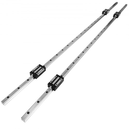 VEVOR Miniature Rail Linéaire Guide 1500 mm, Kit de 4 Blocs de Roulement 2 Arbres de Rail, Guidage L