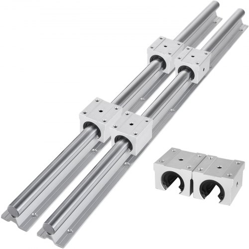 VEVOR Rails Linéaires SBR20-650mm 20MM Axe de guidage à glissière linéaire 2 RAIL + 4 SBR20UU Bloc de roulement CNC Set