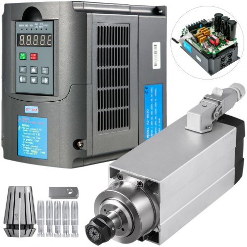 

VEVOR Kit de Moteur de Broche Fraisage Refroidi par Air Convertisseur Fréquence 3KW, Moteur de Broche avec Inverseur de Fréquence ER20, Kit pour Régulateur de Vitesse du Moteur Convertisseur de Phase