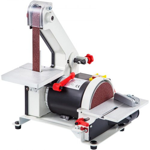 VEVOR Ponceuse à Bande et à Disque 300W/230V Machine à Polir Ponceuse Électrique 25,4x760 mm Ceinture Touret à Meuler et Ponceuse 2950tr/min Meuleuse d'Angle pour Lisser et Ébavurer les Bords Dentelés