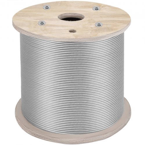 VEVOR Câble Métallique, Câble en Acier T316, Cordes de Remorquage en Acier Inoxydable 316 150 m avec un Crochet 2T pour Camion à Remorque à Plat 500 pi 1/8 pouces 1x19