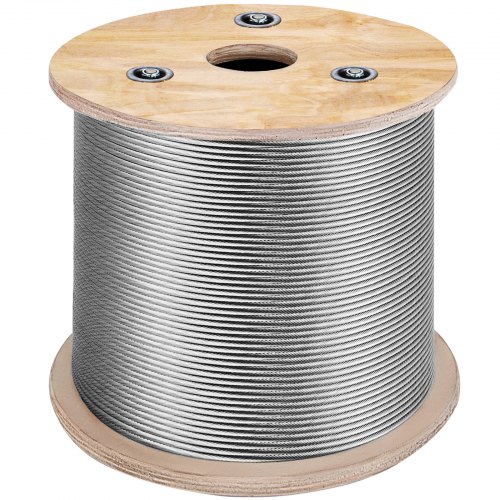 VEVOR Câble en acier inoxydable 150 m-300 m, câble en acier T316, fil d'acier 1/8, résistant à la corrosion et à la rupture pour les machines et les médicaments (150 m / 7 * 7)