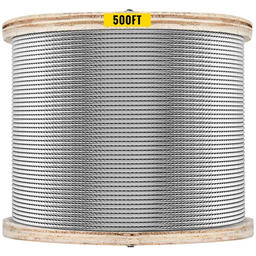 VEVOR Câble en acier inoxydable 150 m-300 m, câble en acier T316, fil d'acier 1/8, résistant à la corrosion et à la rupture pour les machines et les médicaments (150 m / 7 * 7)