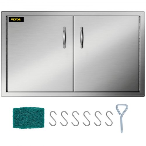 VEVOR Porte d'accès pour Barbecue 34,5 x 19 po Porte Simple en Acier Inoxydable Parfait pour Les Cuisines extérieures et Les îlots de Barbecue