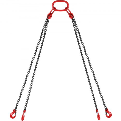 VEVOR 5T Chaîne de Levage de Poids à 4 Pieds Élingue en Acier Allié 3 m Diamètre Chaîne 8 mm Capacité Charge 5 T Élingue de Chariot Élévateur Chaîne, Exploitation Minière des Ports de Construction G80