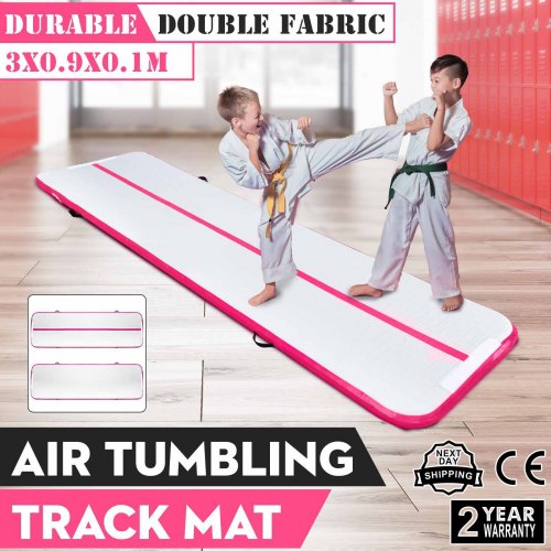 300x90x10cm Tapis de Gymnastique Gonflable Airtrack Tumbling avec Pompe Electrique