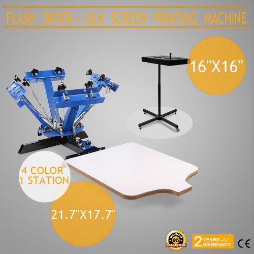 4 Couleur 1 Kit Machine De Sérigraphie + 16''x16'' Sérigraphie Flash Sécheuse