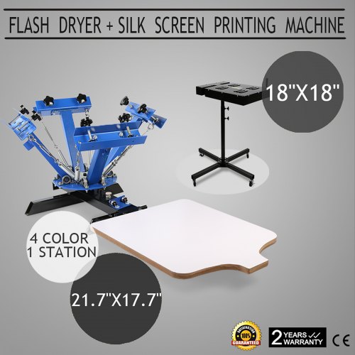 4 Couleur 1 Kit Machine De Sérigraphie + 18''x18'' Sérigraphie Flash Sécheuse