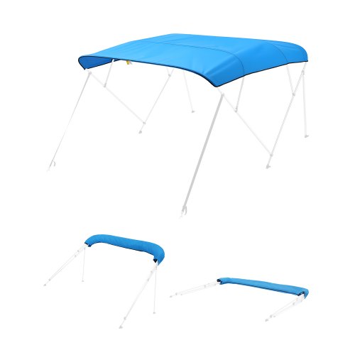 

VEVOR Bimini pour bateau à 4 arceaux, 244 cm, taud de soleil imperméable avec toile en polyester 600D, pare-soleil, sac de rangement, compatible avec les bateaux de large 246-262 cm, bleu Pacifique