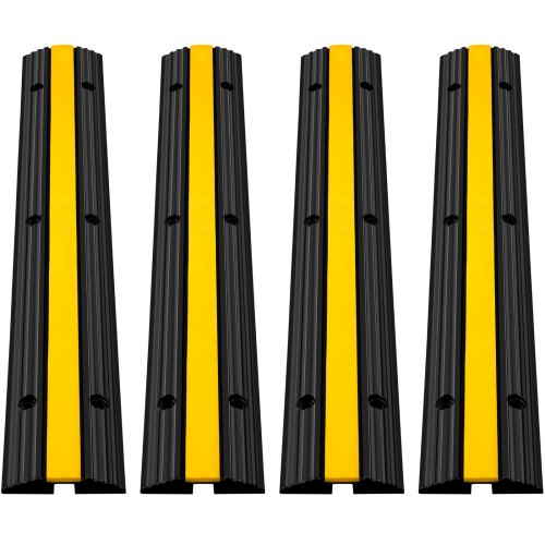 VEVOR Protection Cable Exterieur Pieton Protection Cable au Sol Protection pour Câbles en PVC et Caoutchouc Thermoplastique Pont Protection Rampe Parking Entrepôt (4pcs, Canal 1)