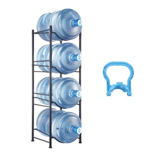 

VEVOR Rack à Bonbonnes Support Bouteilles d’Eau 4 Niveaux Capacité 4PCs Noir