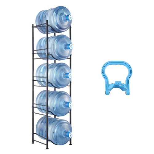 

VEVOR Rack à Bonbonnes 5 Niveaux Support Bouteilles d’Eau Capacité 5PCs Noir