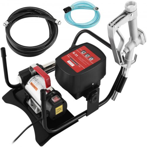 VEVOR Pompe à Gasoil Électrique 230 V, Pompe Gasoil 40 L/min, Pompe à Fioul, Pompes à Carburant Auto-Aspirant avec Débitmètre, Moteur Puissant