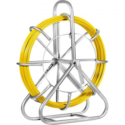 VEVOR Ruban à Poisson en Fibre de Verre 130m Roue en Fer Ruban à Poisson en Fibre de Verre 6mm 425FT Câble Fibre De Verre(130m)