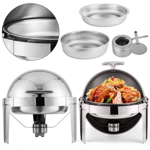 Set 2 X Chafing Dish Réchaud Dish Rouleau Rond Tray Buffet Professionnel