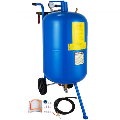 VEVOR Sableuse Pneumatiques en Acier, Machine de Sablage Bleue avec Cabine Sablage 75 L, Sableuse Professionnel pour le Nettoyage de Surface, le Sculpture, la Élimination de la Rouille et la Remise