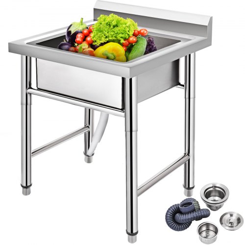 Plonge Inoxe évier De Cuisine 1xbac 75*75cm Avec Drains Vaiselles Bar Lavabo