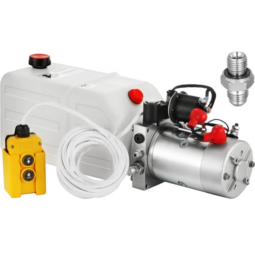 VEVOR Pompe hydraulique 12 V 7 L Pompe hydraulique remorque Simple effet Réservoir plastique Démarrage rapide Débit d'huile rapide Aucune fuite Remorque Élévateur à ciseaux