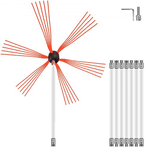 

VEVOR Brosse Nettoyeur de Cheminée 8m, Kit de Ramonage de Cheminée en Nylon 8Tiges Flexibles 1m de Ramoneur de Cheminée, pour Poêle à Pellet, Nettoyage de Cheminées en Métal ou en Brique