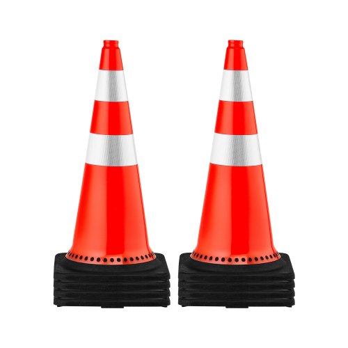 

VEVOR Cône Signalisation 8 Pièces 75 cm, Plot de Chantier Orange en PVC, Cône de Sécurité avec Base Lestée et Colliers Réfléchissants, pour Délimitation Stationnement d’Urgence en Route Parking