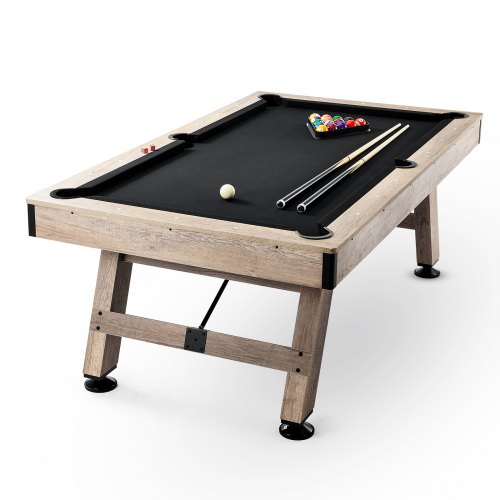 

VEVOR Table de Billard 213,4 cm, Kit de Billard Pieds Réglables, Ensemble d'Accessoires Complets avec Balles, Queues, Craies et Brosse, Couleur Bois avec Tissu Noir, pour Domicile, Club, Café-Bar