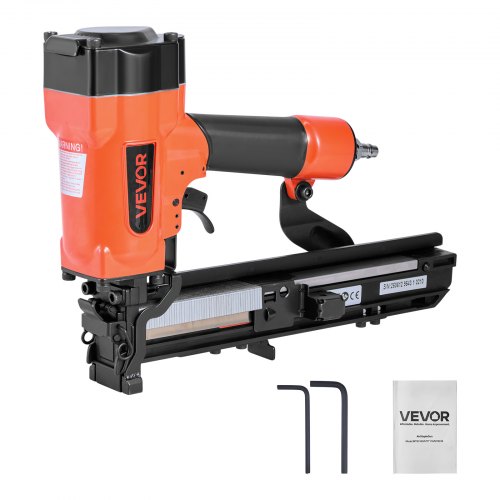 

VEVOR Agrafeuse Pneumatique, Calibre 16, Compatible avec Agrafes Non Incluses Couronne Large 26,4 mm de Longueur 16-38 mm, 4,8-8,3 bar, 2 Modes, pour Travail Bois, Tapisserie, Clôtures, Sous-planchers