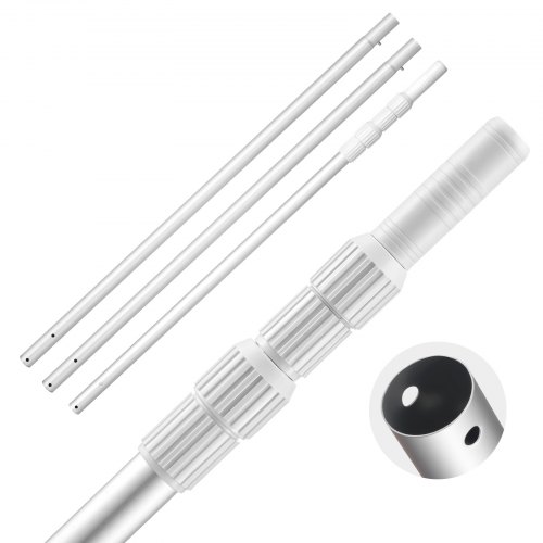

VEVOR Perche de piscine télescopique de 1 à 4,6 m, poteau de piscine professionnel réglable avec 2 rallonges, bâton de nettoyage en alliage d'aluminium, pour épuisette, brosse, tête d'aspirateur