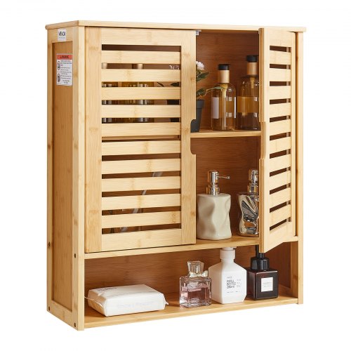 

VEVOR Armoire Murale de Salle de Bain avec 2 Portes et Étagère Réglable, Armoire à Pharmacie Au-Dessus des Toilettes, Organisateur Suspendu avec Étagères et Cloison Ouverte pour Buanderie, Cuisine