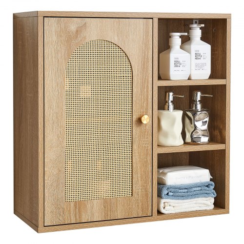 

VEVOR Armoire murale de salle de bain, porte et étagère réglable avec 5 niveaux de hauteur, armoire à pharmacie de rangement au-dessus des toilettes, organisateur suspendu, pour buanderie, cuisine