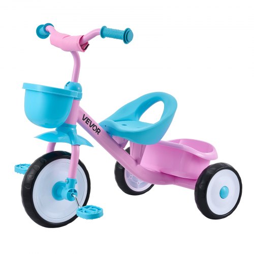 

VEVOR Tricycle pour Enfant de 2 à 5 Ans, Tricycle Préscolaire avec Siège Réglable, Panier de Rangement, Cadre en Acier au Carbone, Poignées de Guidon, Cadeau d'Anniversaire pour Garçons et Filles