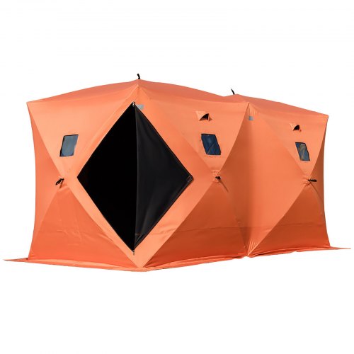 

VEVOR Tente de Pêche 360x180x205cm Tente Hiver 8 Personnes Abri de Pêche en Hiver avec 4 Fenêtres 2 Portes Imperméable Résistant au Froid Tissu oxford 300D PVC avec Sac de Transport pour Camping
