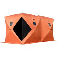VEVOR Tente de Pêche 360x180x205cm Tente Hiver 8 Personnes Abri de Pêche en Hiver avec 4 Fenêtres 2 Portes Imperméable Résistant au Froid Tissu oxford 300D PVC avec Sac de Transport pour Camping