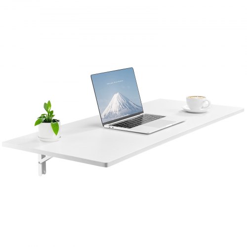 

VEVOR Table pliante murale, 1100 mm x 460 mm, table à abattant murale, avec support en fer, bureau flottant pour les petits espaces, bureau à domicile, salle à manger, buanderie, cuisine, bar, blanc