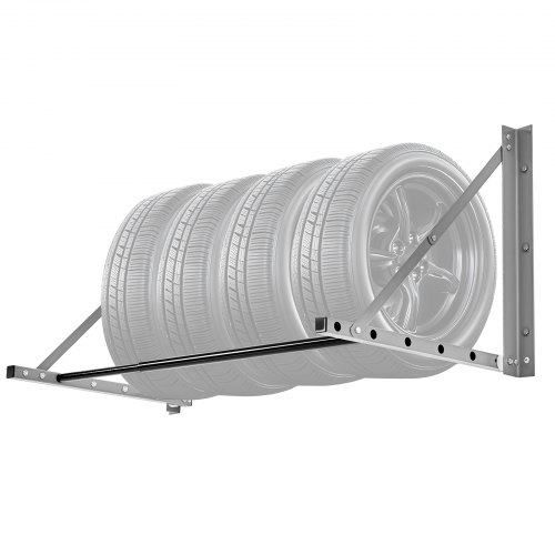 

VEVOR Support de Rangement pour Pneus Mural Pliable, Rack à Pneus Réglable 81-122 cm, Étagère de Stockage de Pneus en Acier Q235, pour Pneus Standard R14-R20, Charge Max. 136 kg, pour Garage Atelier