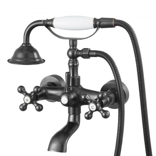 

VEVOR Robinet de baignoire sur pattes, avec douchette à main, ensemble de robinet de remplissage de baignoire mural en bronze huilé vintage, avec bras pivotants réglables et bec pivotant à 360°