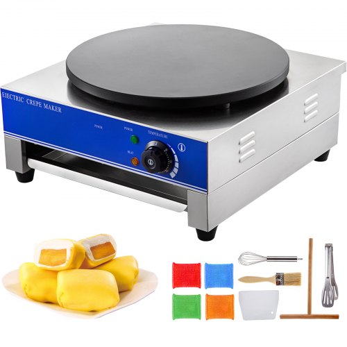 VEVOR 220V Machine à Crêpe Commerciale Crêpière Electrique 3KW Pour Crêpes, Omelette, et Pains Plats