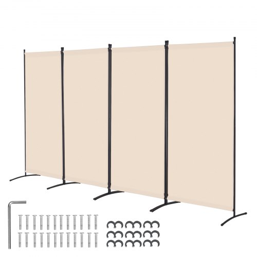 

VEVOR Paravent Multifonctionnel à 4 Panneaux, Cloison de Séparation Autoportant 346,4 x 184 cm, Séparateur de Pièces Intérieur Pliable, Brise-vue pour Confidentialité, Bureau, Chambre, Salon Beige