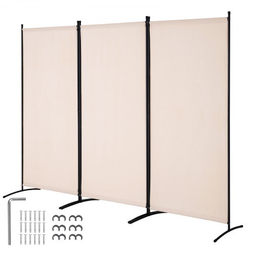 

VEVOR Cloison de Séparation Paravent à 3 Panneaux 260 cm Séparateur Bureau Beige