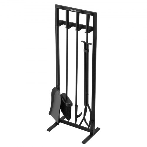 

VEVOR Ensemble d'outils de cheminée, 5 pcs, ensemble serviteur de cheminée, fer forgé et acier au carbone, avec support carré, pince, pelle à cendres, brosse, tisonnier, pour intérieur/extérieur, noir