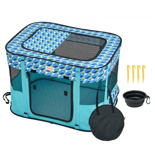 

VEVOR Parc pour Chien Portable 812x609x558 mm Enclos Chat Chiot Pliable Tissu Oxford 600D Imperméable Fermeture Éclair pour Intérieur, Extérieur, Voyage, Camping, Activité Plein Air (Rectangulaire, S)