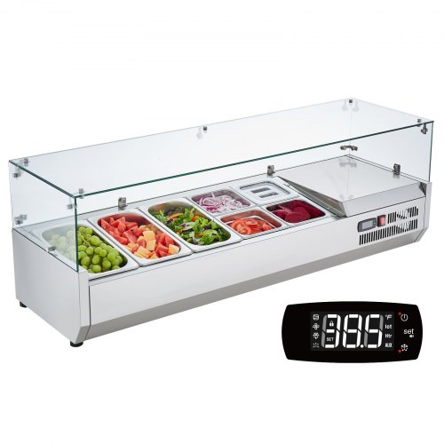 

Station de préparation de pizza à salade réfrigérée de comptoir VEVOR 150 W garde-verre CE