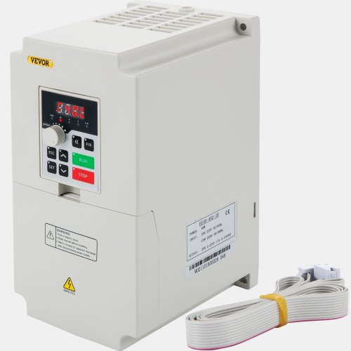VEVOR Variateur de Fréquence Variable 4 kW Convertisseur de Fréquence, 5,5 HP Volume d'Air Élevé VFD Inverseur Transformateur Monophasé Triphasé, CNC Régulateur pour Moteur Machine Commande de Vitesse