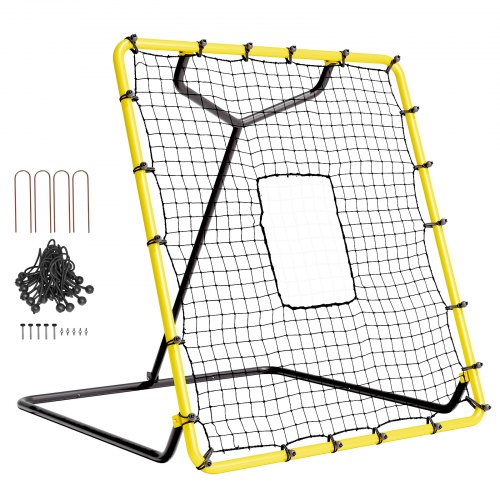 

VEVOR Filet de rebond pour baseball et softball, 1219,2 x 1371,6 mm, filet de l'entraînement de baseball avec cible de lancement, entraîneur à 4 angles réglables pour pratique du terrain et du lancer