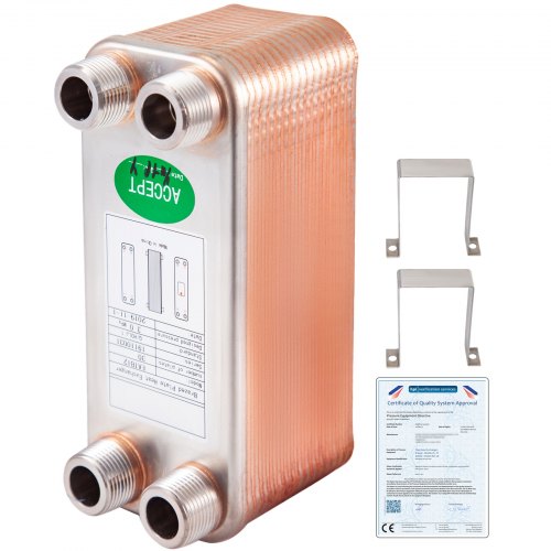 

VEVOR Echangeur Thermique 1230MN34 Echangeur De Chaleur Thermique à 30 Plaques pour le refroidissement d'huile industrielle/les évaporateurs de réfrigérant/les condenseurs