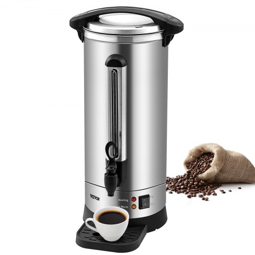 VEVOR Percolateur à Café 16,4 L 110 Tasses Distributeur de Boissons Chaudes en Acier Inoxydable Filt