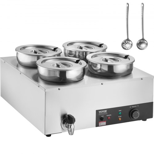 

VEVOR Chauffe Soupe Station de Soupe Électrique 4 Marmites de 7 L pour Buffet