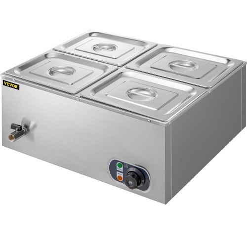 10l Chauffe-plat électrique Bain-marie Inox 4 Bacs 850w Facile à Nettoyer